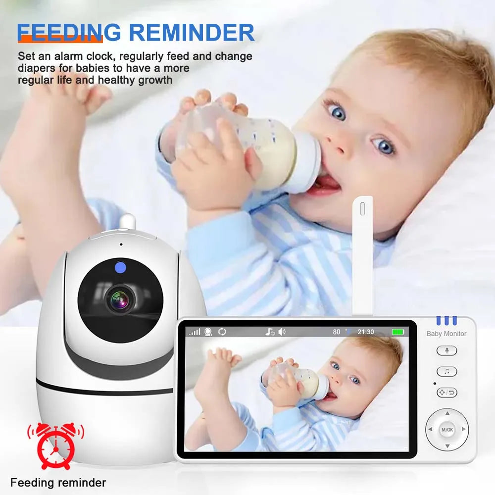 Video-Babyphone mit Kamera 5-Zoll HD-Display | PTZ-Zoom, Nachtsicht & Zwei-Wege-Audio | 4000mAh Akku, bis zu 22 Std Laufzeit 3