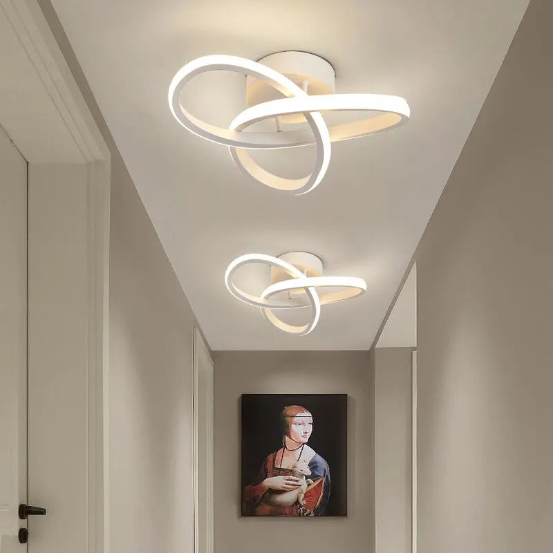 LED-Deckenleuchte Aluminium, geometrisches Ring-Design | Schwarz oder Weiss, dimmbar | 3 Lichtfarben, 20 W, flache Bauweise 1