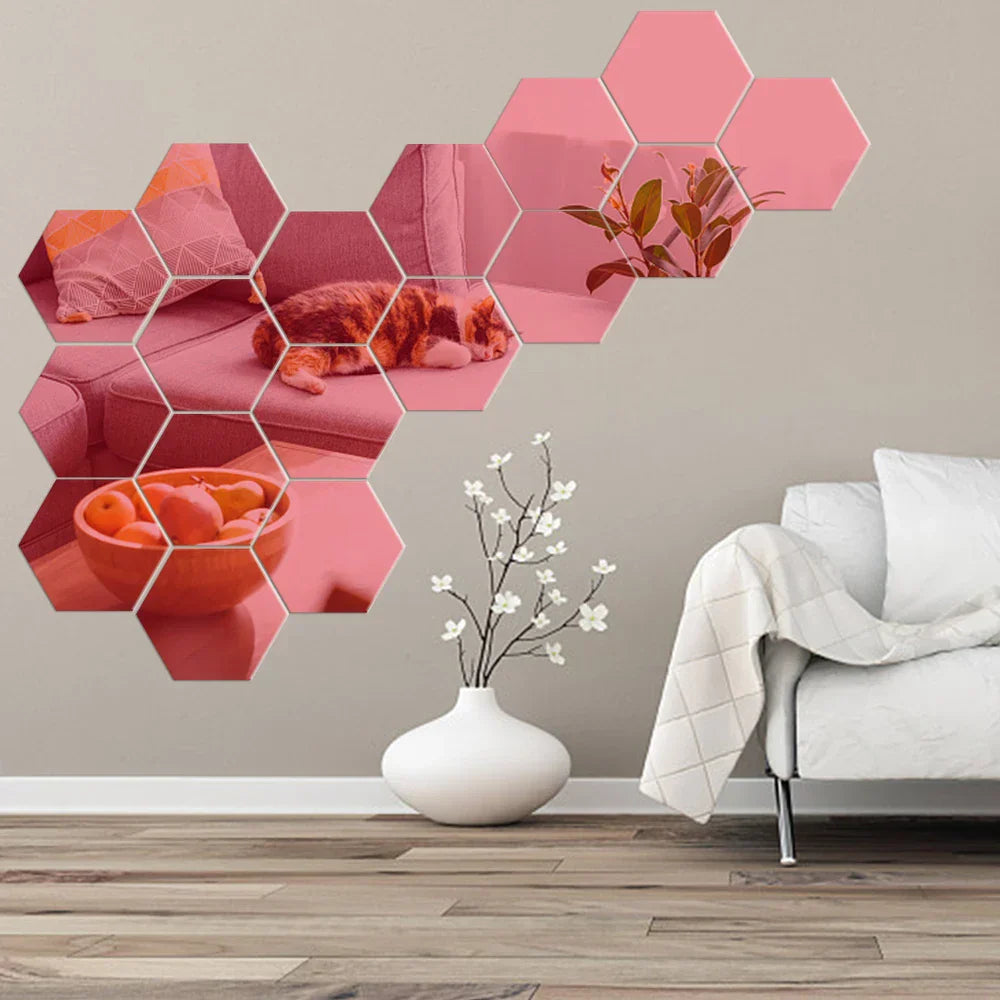 HexSpiegel™ – Elegante sechseckige Spiegelaufkleber