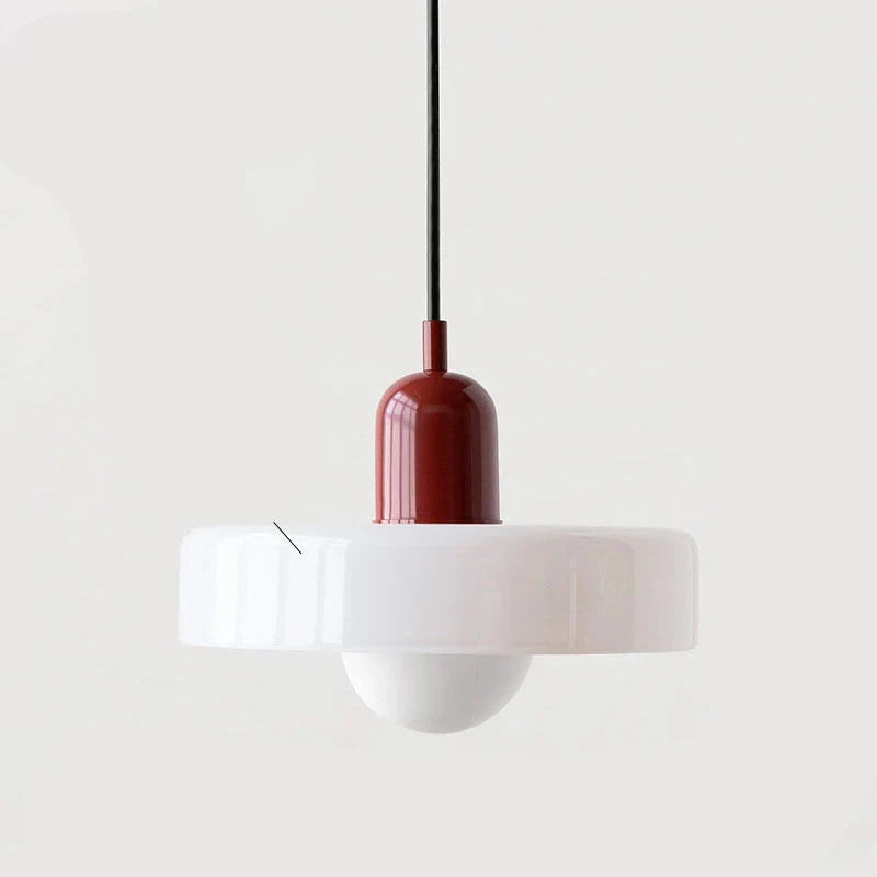 Pendelleuchte Glas 25 cm, Höhe 20 cm | Farbiger Glasschirm, Bauhaus-Design | Verstellbare Abhänglänge, G9-Fassung 8