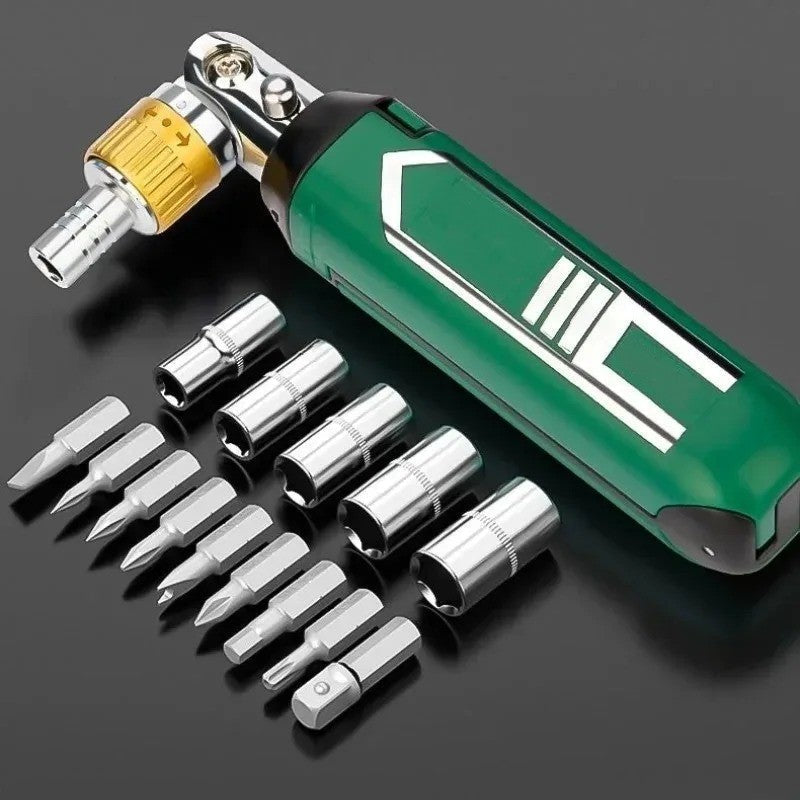 14in1 Ratschen-Schraubendreher-Set Stahl | 180° drehbarer Multi-Winkel-Kopf | Dreifache Ratsche mit Bit-Aufbewahrung 1