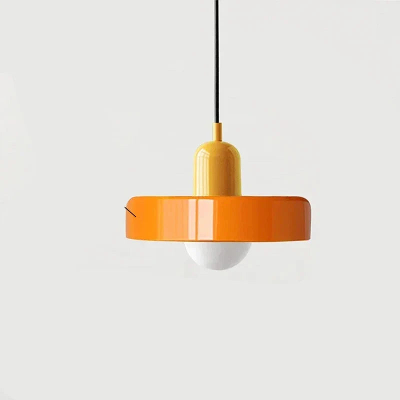 Pendelleuchte Glas 25 cm, Höhe 20 cm | Farbiger Glasschirm, Bauhaus-Design | Verstellbare Abhänglänge, G9-Fassung 15