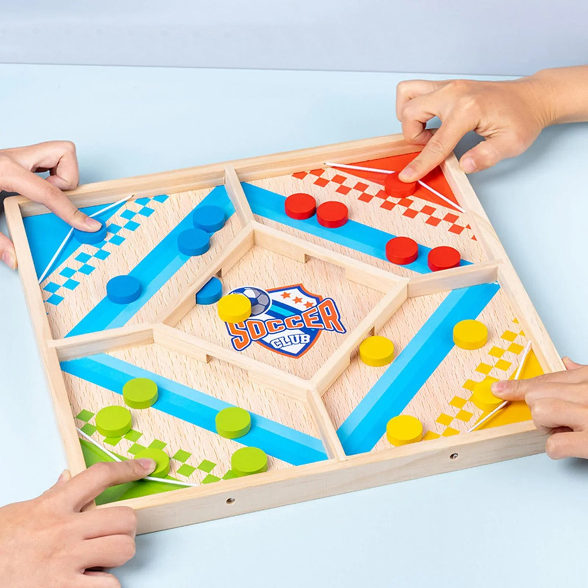 2-in-1 Holz-Brettspiel Strategie & Hockey | Bunte Holzfiguren, Farberkennung | Ideal für Familienspieleabende zuhause 5