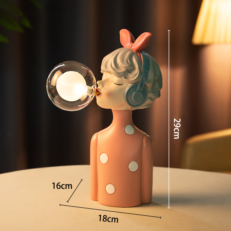 Harz-Tischlampe mit Glasschirm | LED-Licht, USB-Anschluss, Knopfschalter | Deko-Leuchte für Wohnzimmer und Nachttisch 8