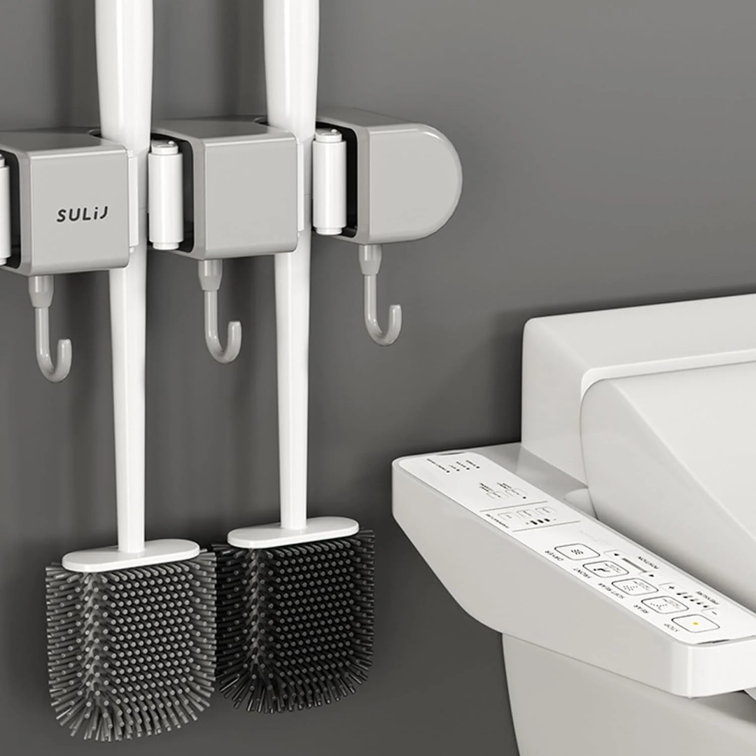 HoldSafeBar™ – Wandmontierter Mopp- und Besenhalter mit Haken