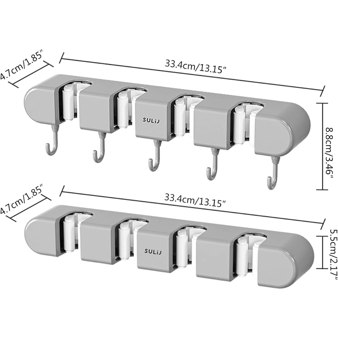 HoldSafeBar™ – Wandmontierter Mopp- und Besenhalter mit Haken