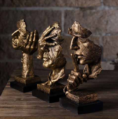 Abstrakte Skulptur Gold aus Resin | Skandinavisches Design, mattes oder glänzendes Finish | Blickfang für Regal und Schreibtisch 2