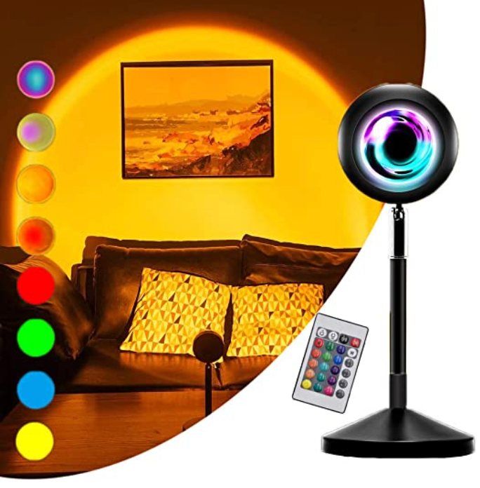 Sonnenuntergangs-Projektorlampe LED, USB-Anschluss | 16 Farben + Fernbedienung | Stimmungslicht für Wand, Zimmer & Fotos 7