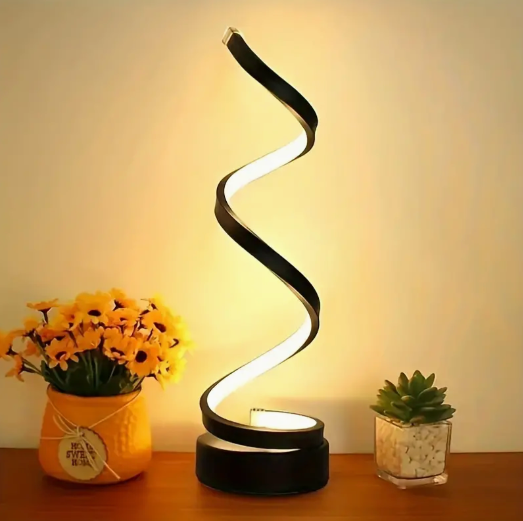 Dimmbare Spiral-Tischlampe Aluminium, Höhe 45 cm | Mattschwarz oder Sanftes Weiß | USB-Stromversorgung, Dreistufige Helligkeit 1