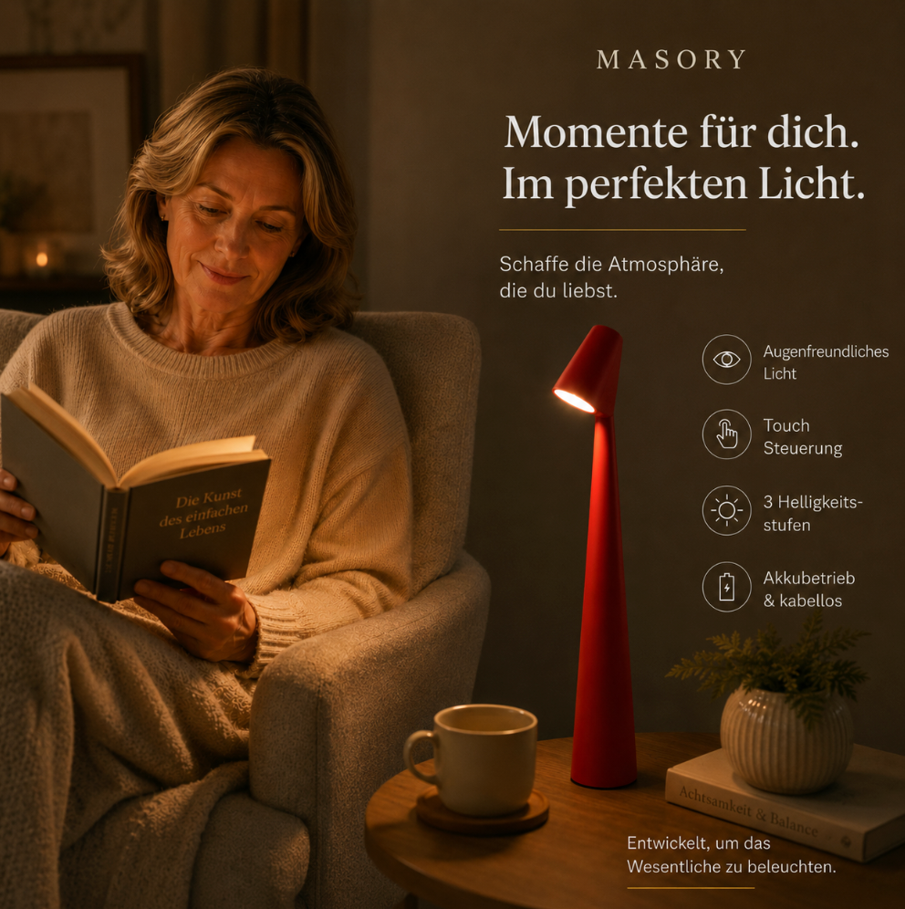 Kabellose LED Tischlampe Aluminium | Touch-Dimmer 3 Stufen, USB-Akku | Bis zu 10 Stunden Leuchtdauer ohne Kabel 2