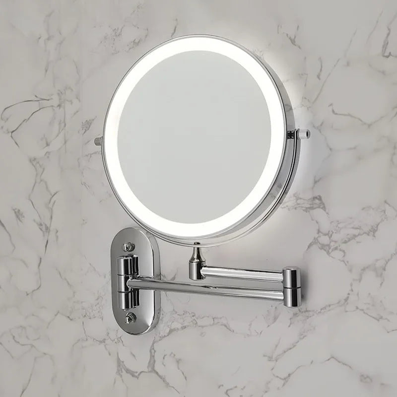 LED-Kosmetikspiegel Wandmontage Edelstahl | Verstellbare Vergrösserung 3x-10x, Touch-Bedienung | Akku mit USB-C Ladefunktion 2