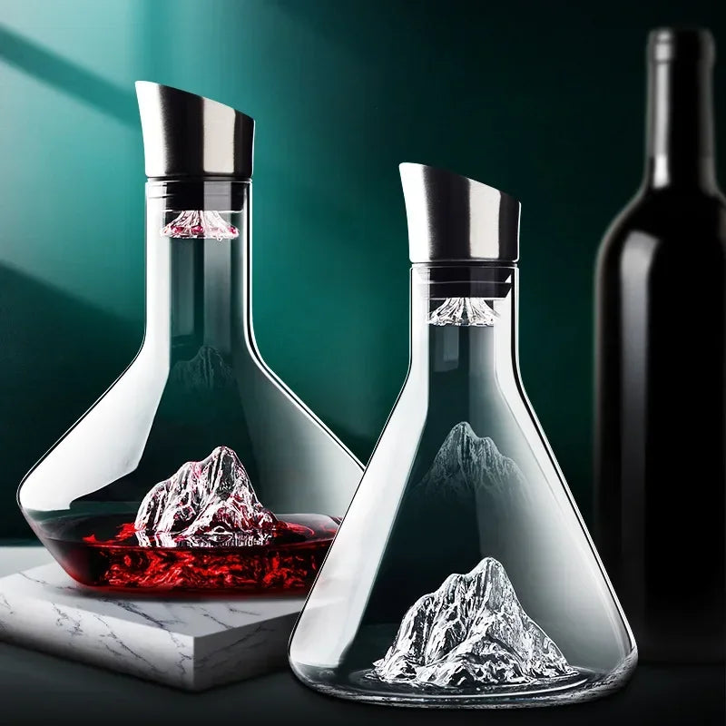 Kristall Weindekanter Bleifrei | Eisberg-Design mit 1500 ml Fassungsvermögen | Für Optimale Rotwein-Belüftung und Aroma 3