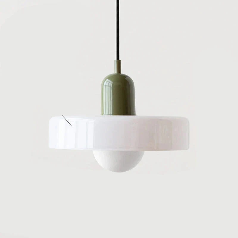 Pendelleuchte Glas 25 cm, Höhe 20 cm | Farbiger Glasschirm, Bauhaus-Design | Verstellbare Abhänglänge, G9-Fassung 14
