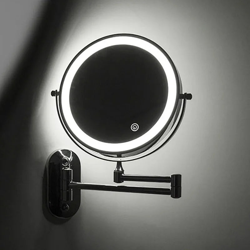 LED-Kosmetikspiegel Wandmontage Edelstahl | Verstellbare Vergrösserung 3x-10x, Touch-Bedienung | Akku mit USB-C Ladefunktion 3