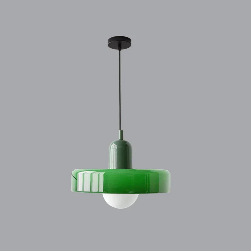 Pendelleuchte Glas 25 cm, Höhe 20 cm | Farbiger Glasschirm, Bauhaus-Design | Verstellbare Abhänglänge, G9-Fassung 20