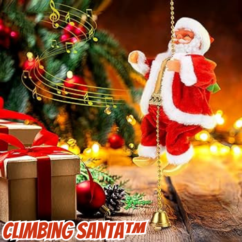 Weihnachtsdeko Weihnachtsmann kletternd mit Jingle-Bells-Melodie