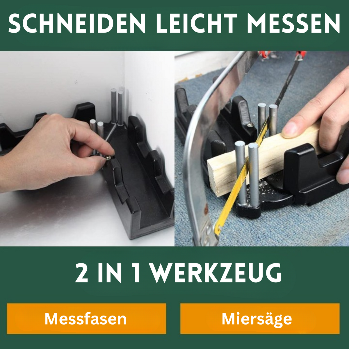 Gehrungswinkel-Messgerät aus ABS, PC und Edelstahl | 2-in-1 Winkelmesser bis 180° | Präzise Schnitte für Sockelleisten und Rahmen 3