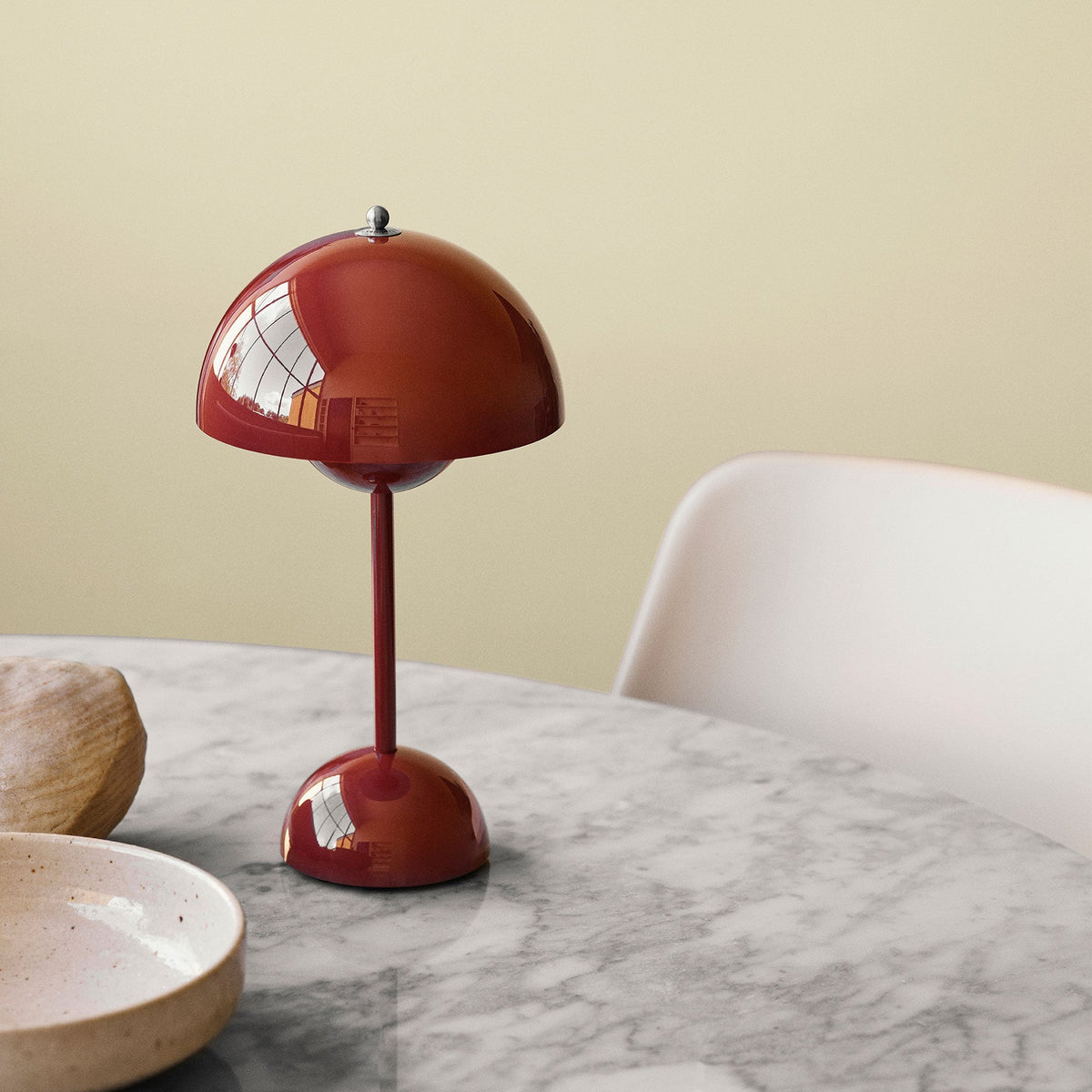 LED Tischlampe kabellos | Retro-Schirmdesign mit Touch-Dimmer und 3 Helligkeitsstufen | Akkubetrieben, warmweißes Licht 3000K 16