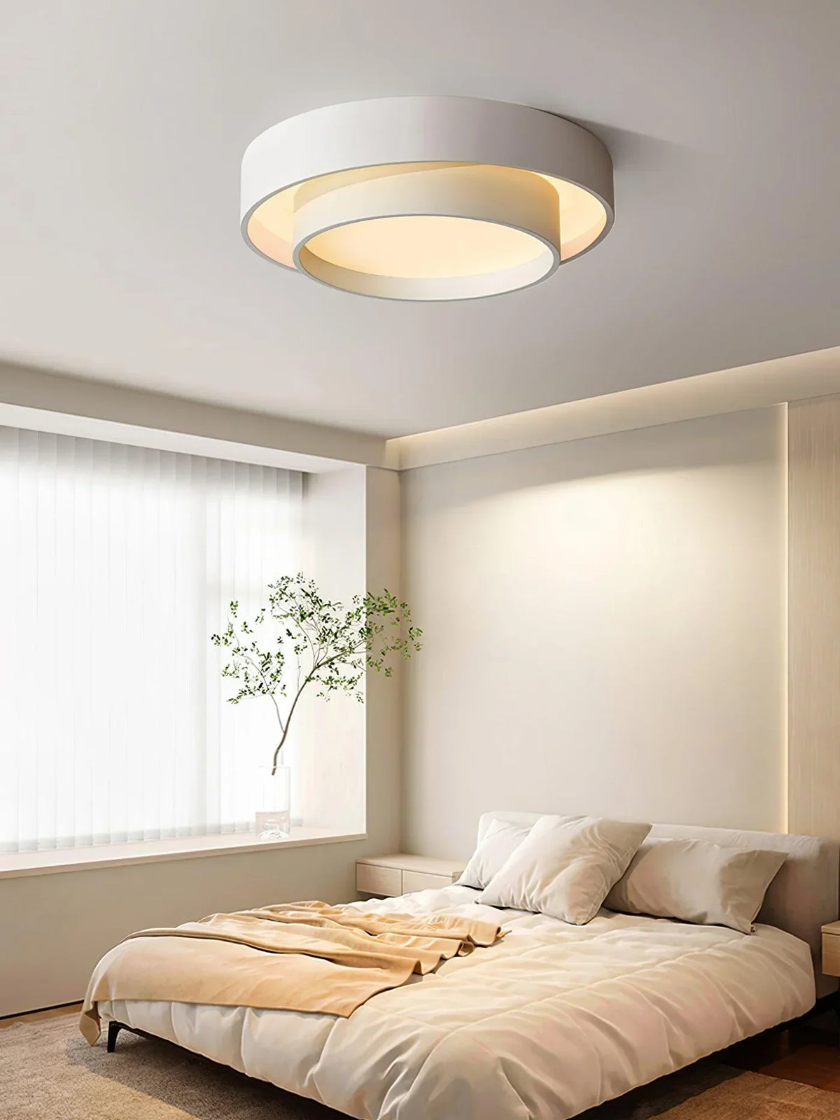 LED Deckenleuchte rund | Überlappende Rahmenstruktur, dimmbar per Fernbedienung | Energiesparend für Wohn- und Schlafzimmer 4