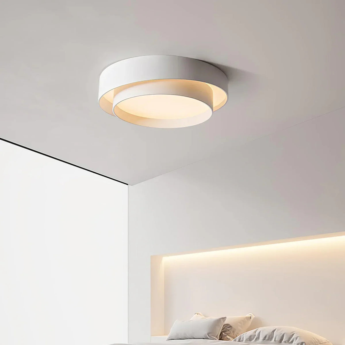 LED Deckenleuchte rund | Überlappende Rahmenstruktur, dimmbar per Fernbedienung | Energiesparend für Wohn- und Schlafzimmer 27