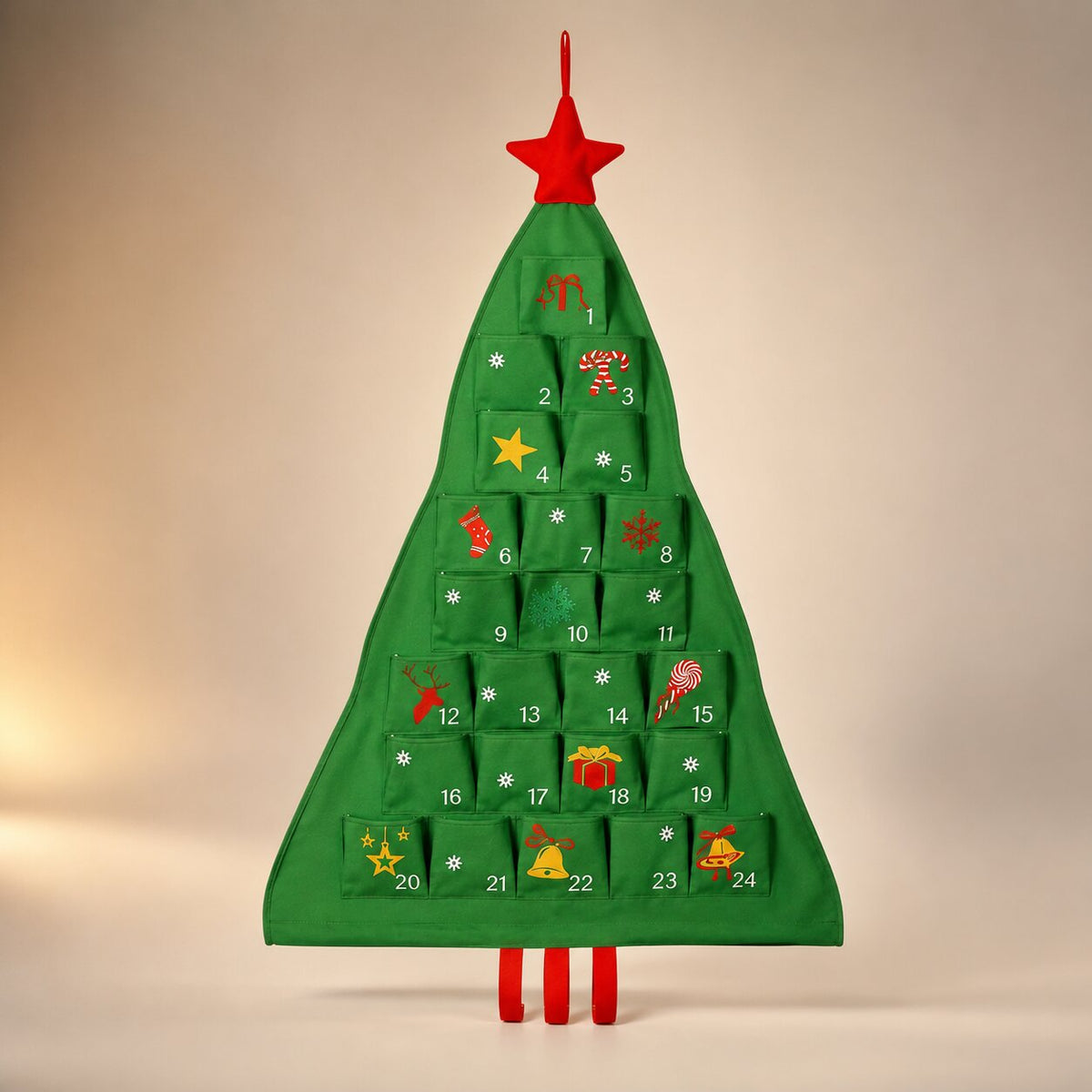 Adventskalender zum Befüllen 2026 Weihnachtsbaum | 24 Fächer zum Selbstbefüllen | Stoff, wiederverwendbar, festliches Design 12