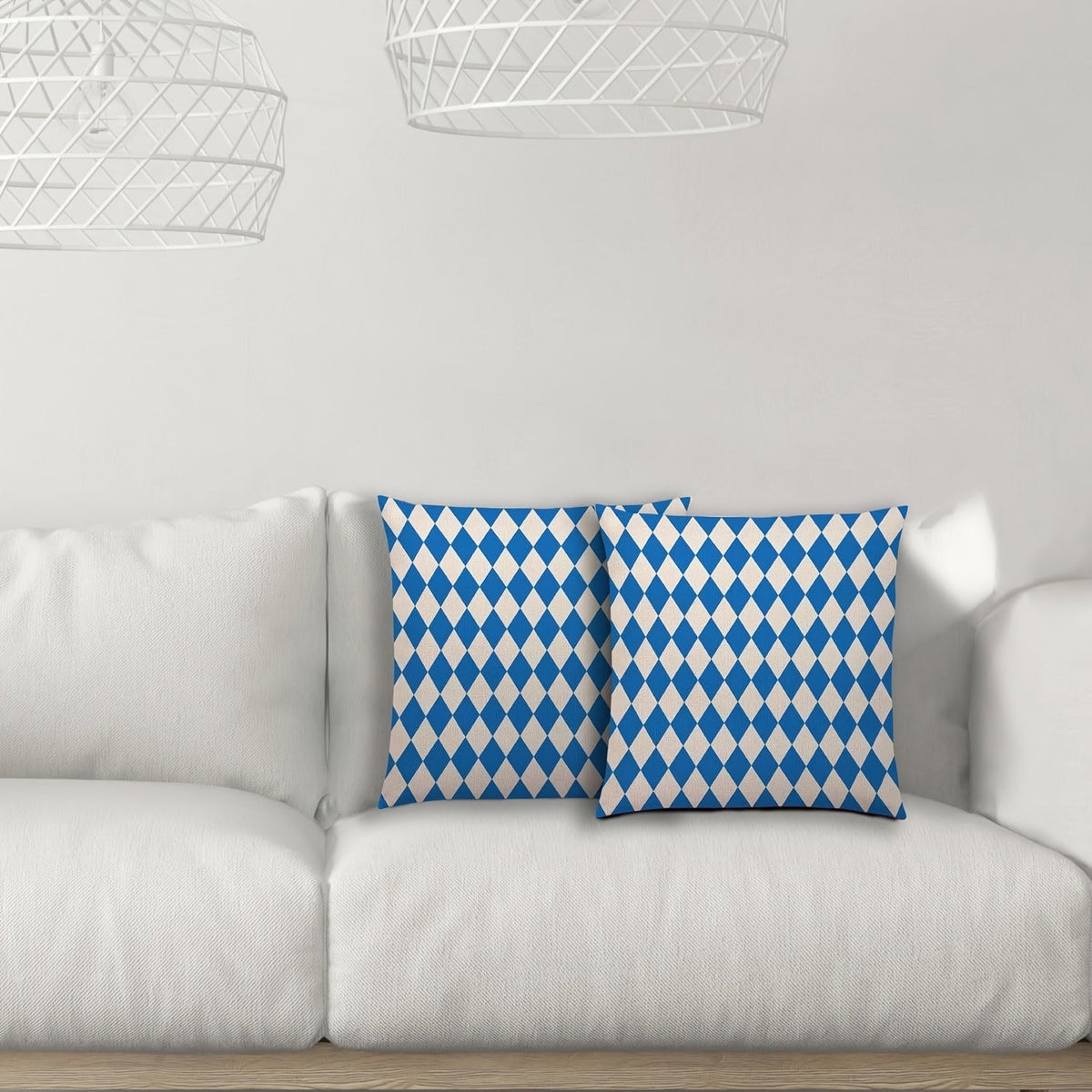 Oktoberfest Kissenhüllen mit Rautenmuster, 100% Leinen | 4er Set, verdeckter Reißverschluss | Maschinenwaschbar für Sofa & Bett 4