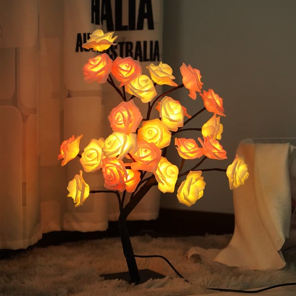 LED Rosenbaum Geschenk handgefertigt Kunststoffrahmen mit warmem Licht