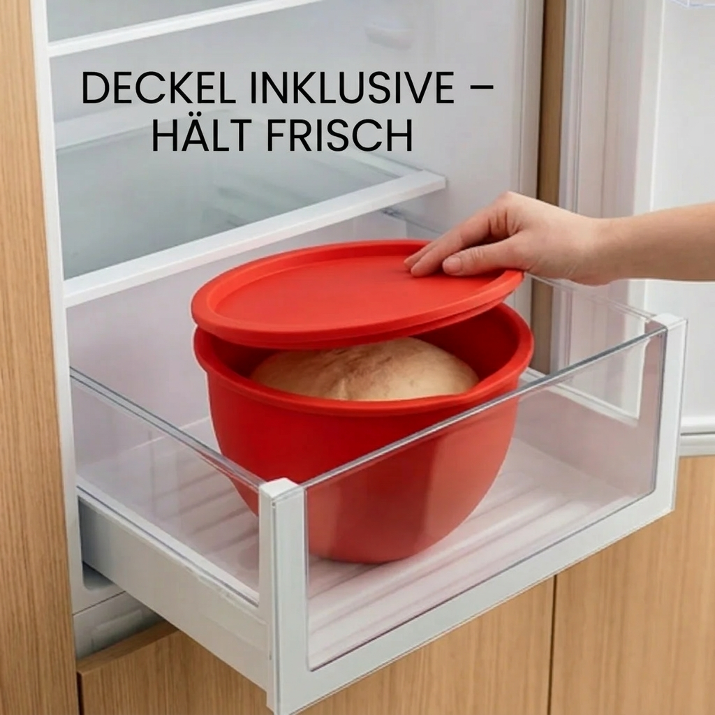 Silikon-Schüssel-Einsatz zum Backen | Mit Deckel, spülmaschinenfest & BPA-frei | Für sauberes, müheloses Kneten und Mischen 6