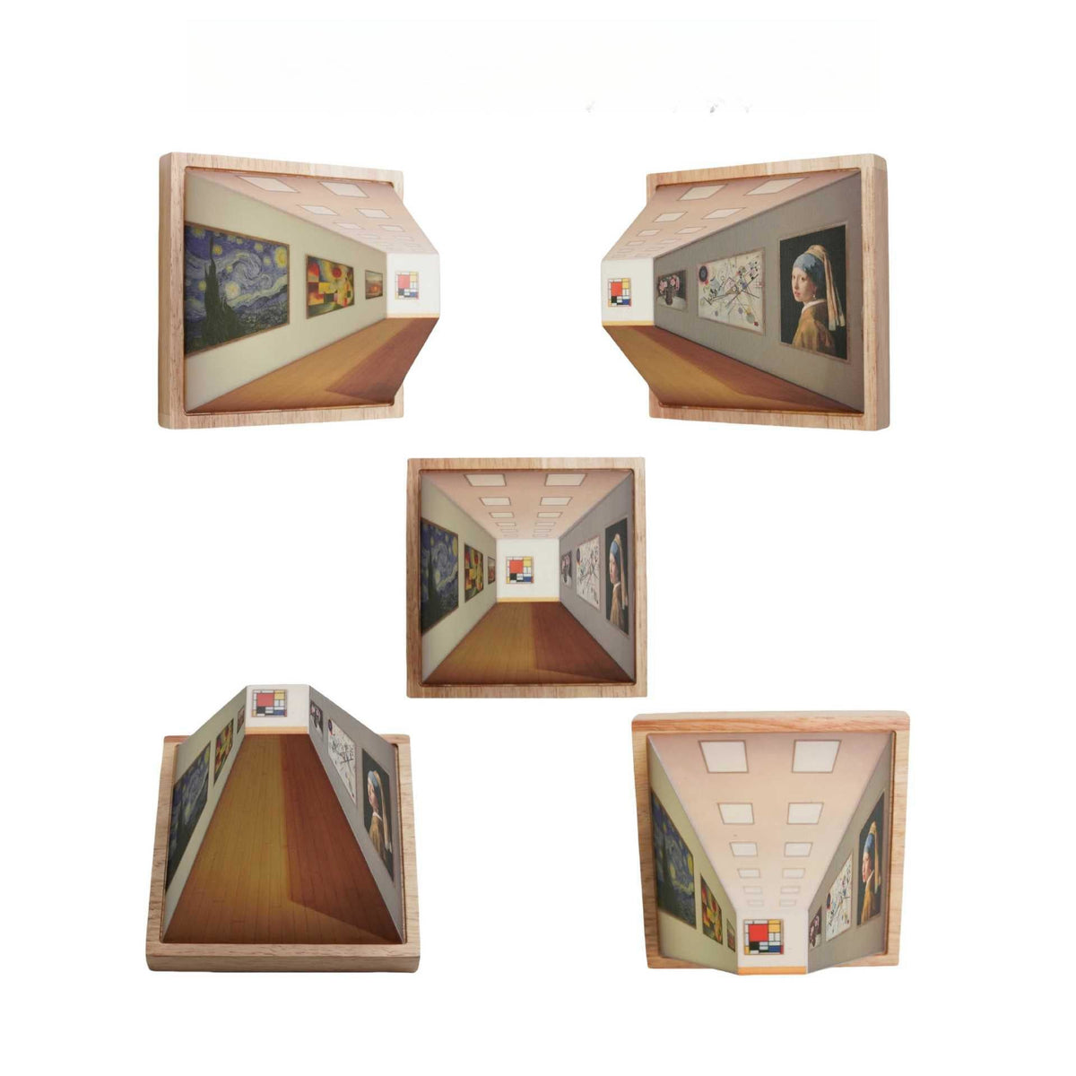 3D-Nachtlicht Massivholzrahmen | Kunstgalerie-Motiv mit 3 Lichtfarben | Kabellos & Wiederaufladbar für flexible Platzierung 4