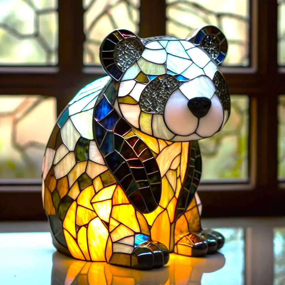 Buntglas Tiernachttischlampe | Handgefertigtes Tiermotiv aus Glas und Metall | Warmes Licht für Deko und Geschenk 1
