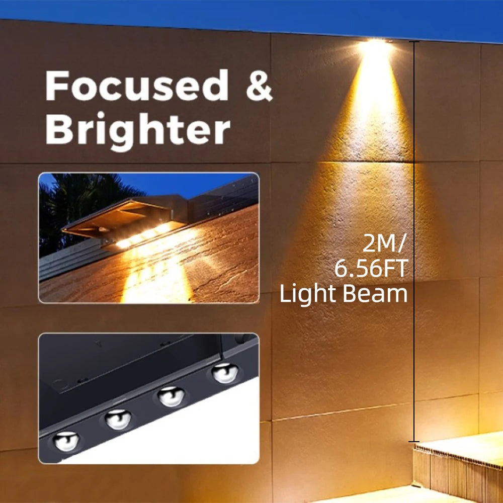 Solarzaunleuchten (2er-Set) | 150 Lumen, fokussierte Linse, 4 LEDs, 2 Helligkeitsstufen | Wasserdicht, automatisches Ein-/Aus 5