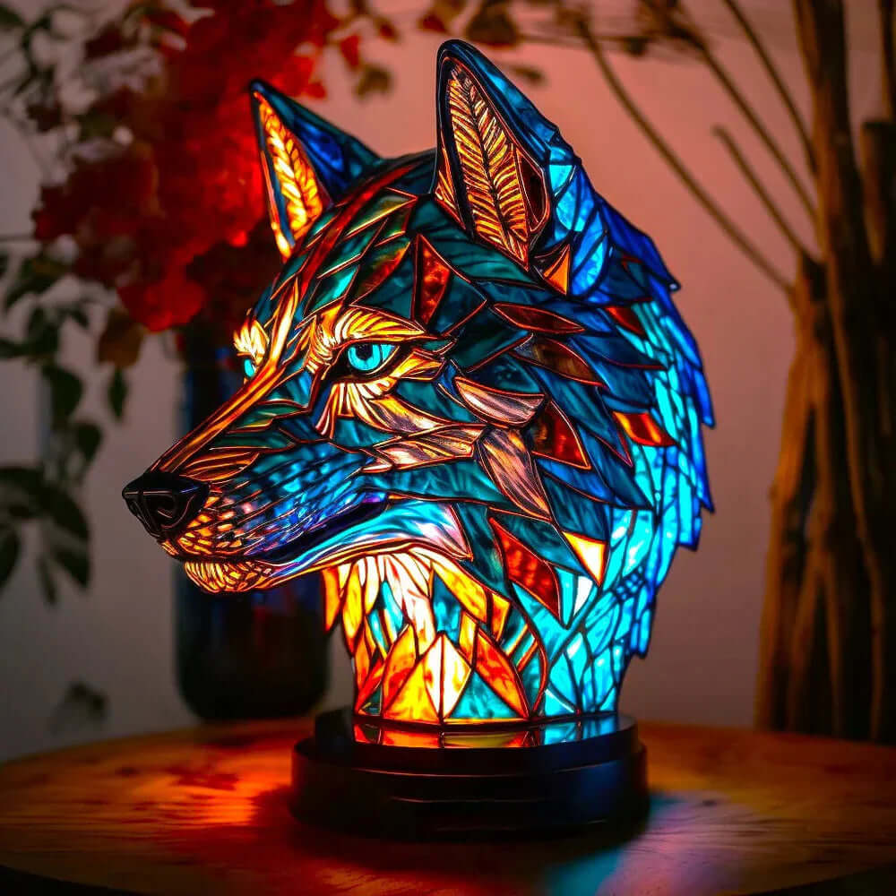 Buntglas Tiernachttischlampe | Handgefertigtes Tiermotiv aus Glas und Metall | Warmes Licht für Deko und Geschenk 4