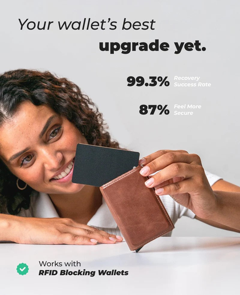 Smart Wallet Tracker-Karte Ultradünn 1,6 mm | Kabelloses Laden, 100 m Reichweite | 5 Monate Akku, Google Find Hub 4