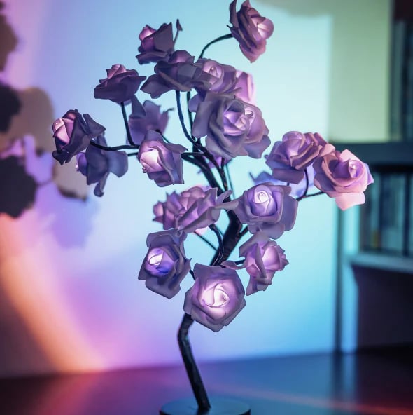 LED Rosenbaum Geschenk handgefertigt Kunststoffrahmen mit warmem Licht