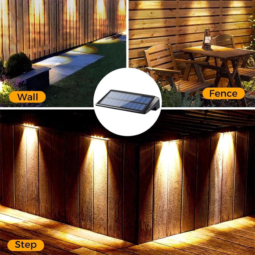 Solarzaunleuchten (2er-Set) | 150 Lumen, fokussierte Linse, 4 LEDs, 2 Helligkeitsstufen | Wasserdicht, automatisches Ein-/Aus 6