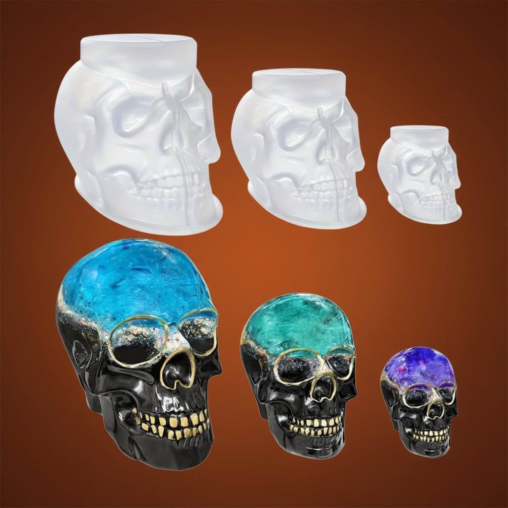 Totenkopf-Silikonformen-Set 3-teilig | Ausgearbeitetes 3D-Design für Totenkopf-Deko | Flexibel, wiederverwendbar für Gießprojekte 5