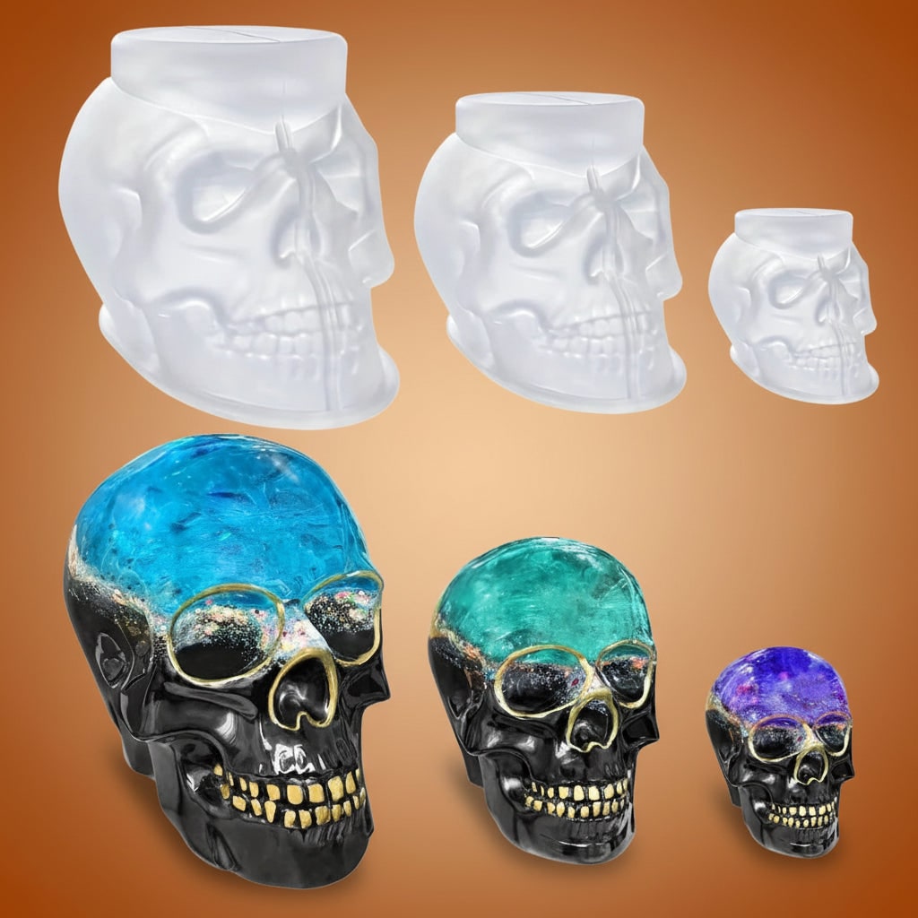 Totenkopf-Silikonformen-Set 3-teilig | Ausgearbeitetes 3D-Design für Totenkopf-Deko | Flexibel, wiederverwendbar für Gießprojekte 7