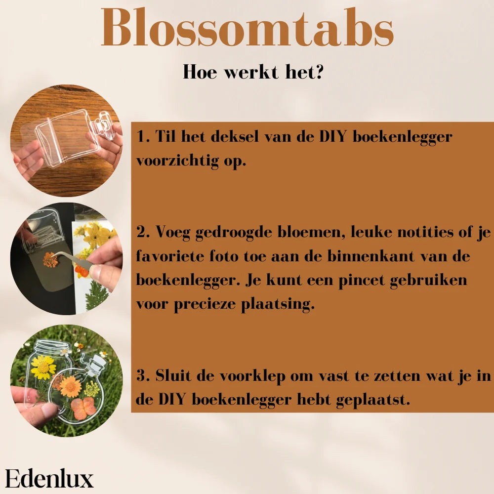 40+40 Gratis | FlowerTab™ - Anpassbare DIY-Lesezeichen aus durchsichtigem Material