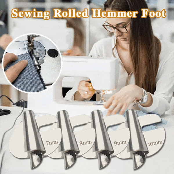 Rollsaum-Nähfuß-Set Edelstahl 8-teilig | 3 bis 10 mm Größen | Präzise Säume für feine bis starke Stoffe ohne Verrutschen 2