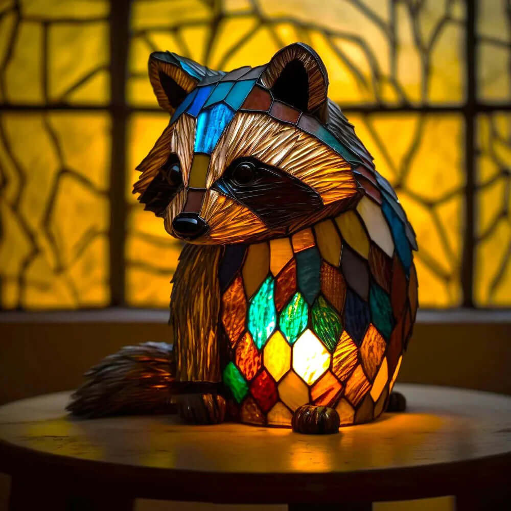 Buntglas Tiernachttischlampe | Handgefertigtes Tiermotiv aus Glas und Metall | Warmes Licht für Deko und Geschenk 5
