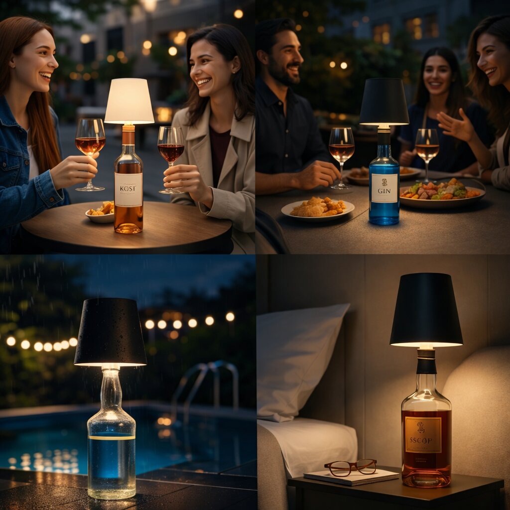 LED Flaschenaufsatz aus Kunststoff | Kabellos, USB-C wiederaufladbar, dimmbares Warmweiß | Für Flaschen und Karaffen 7