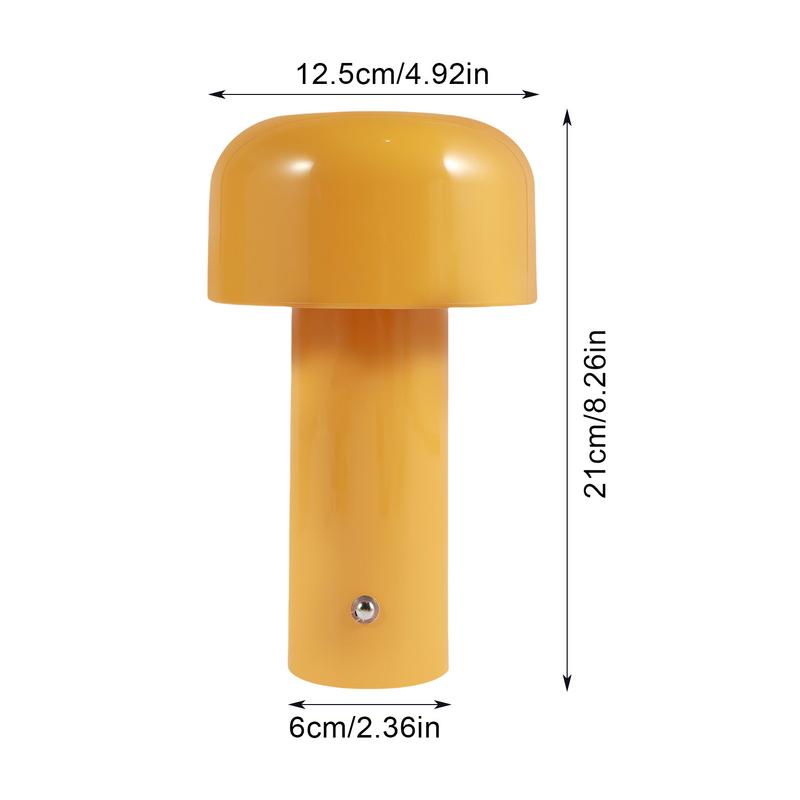 Pilz Tischlampe LED Aluminium 21 × 12,5 cm | 3-Stufen dimmbar & wiederaufladbar | Kabellos für drinnen & draußen 12