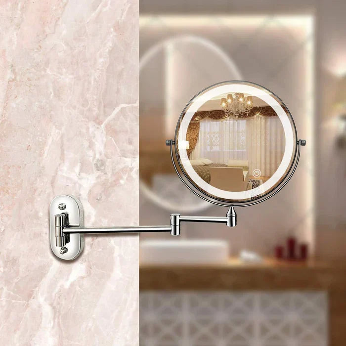 LED-Kosmetikspiegel Wandmontage Edelstahl | Verstellbare Vergrösserung 3x-10x, Touch-Bedienung | Akku mit USB-C Ladefunktion 11