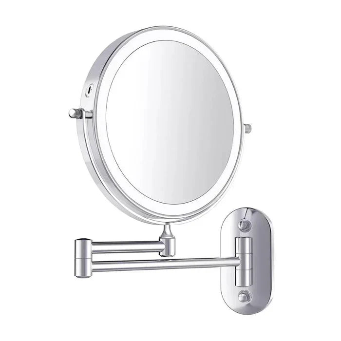 LED-Kosmetikspiegel Wandmontage Edelstahl | Verstellbare Vergrösserung 3x-10x, Touch-Bedienung | Akku mit USB-C Ladefunktion 14