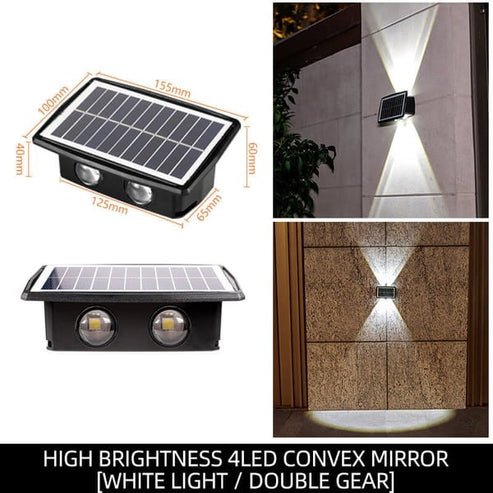 Solar LED Wandleuchte Kunststoff | Auf- und Abwärtsbeleuchtung mit 4 LEDs | Wetterfest IP65, bis zu 8 Stunden Leuchtzeit 2