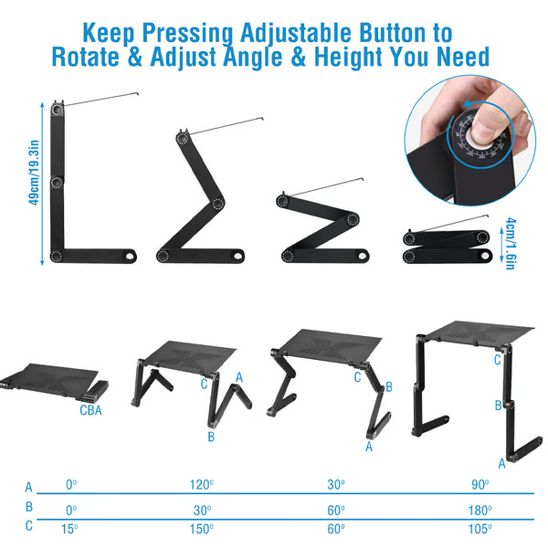 Ergonomischer Laptopständer Aluminium | 360° drehbar, höhenverstellbar 4-49 cm, klappbar | Fördert gesunde Sitzhaltung 5