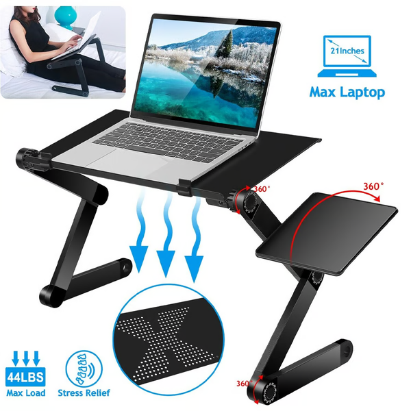 Ergonomischer Laptopständer Aluminium | 360° drehbar, höhenverstellbar 4-49 cm, klappbar | Fördert gesunde Sitzhaltung 6