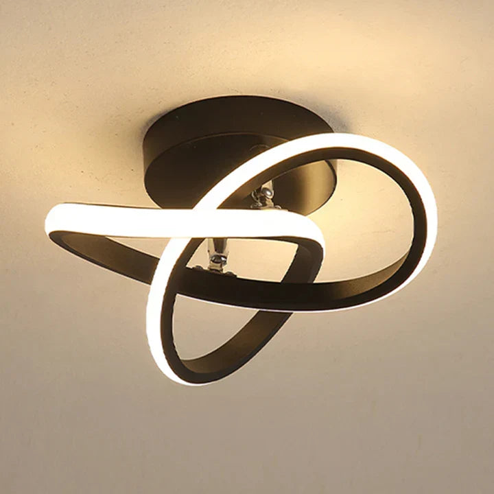 LED-Deckenleuchte Aluminium, geometrisches Ring-Design | Schwarz oder Weiss, dimmbar | 3 Lichtfarben, 20 W, flache Bauweise 12