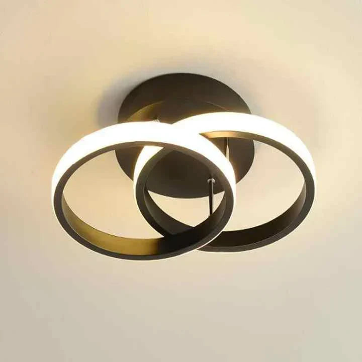 LED-Deckenleuchte Aluminium, geometrisches Ring-Design | Schwarz oder Weiss, dimmbar | 3 Lichtfarben, 20 W, flache Bauweise 11