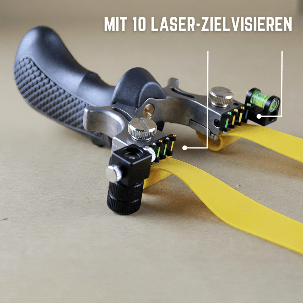 KOBRA KAY - Profi Laservisier Jagdschleuder Steinschleuder mit 50 Tonkugeln - Waagemann